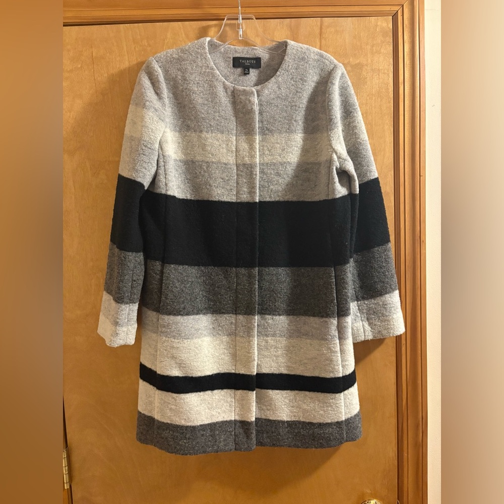 Talbots Striped Wool Blend Coat - Picture 1 of 7